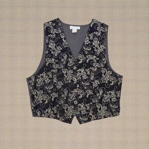 Vintage Impressions of California Brown Velvet Gold Silver Paisley Sparkle Vest